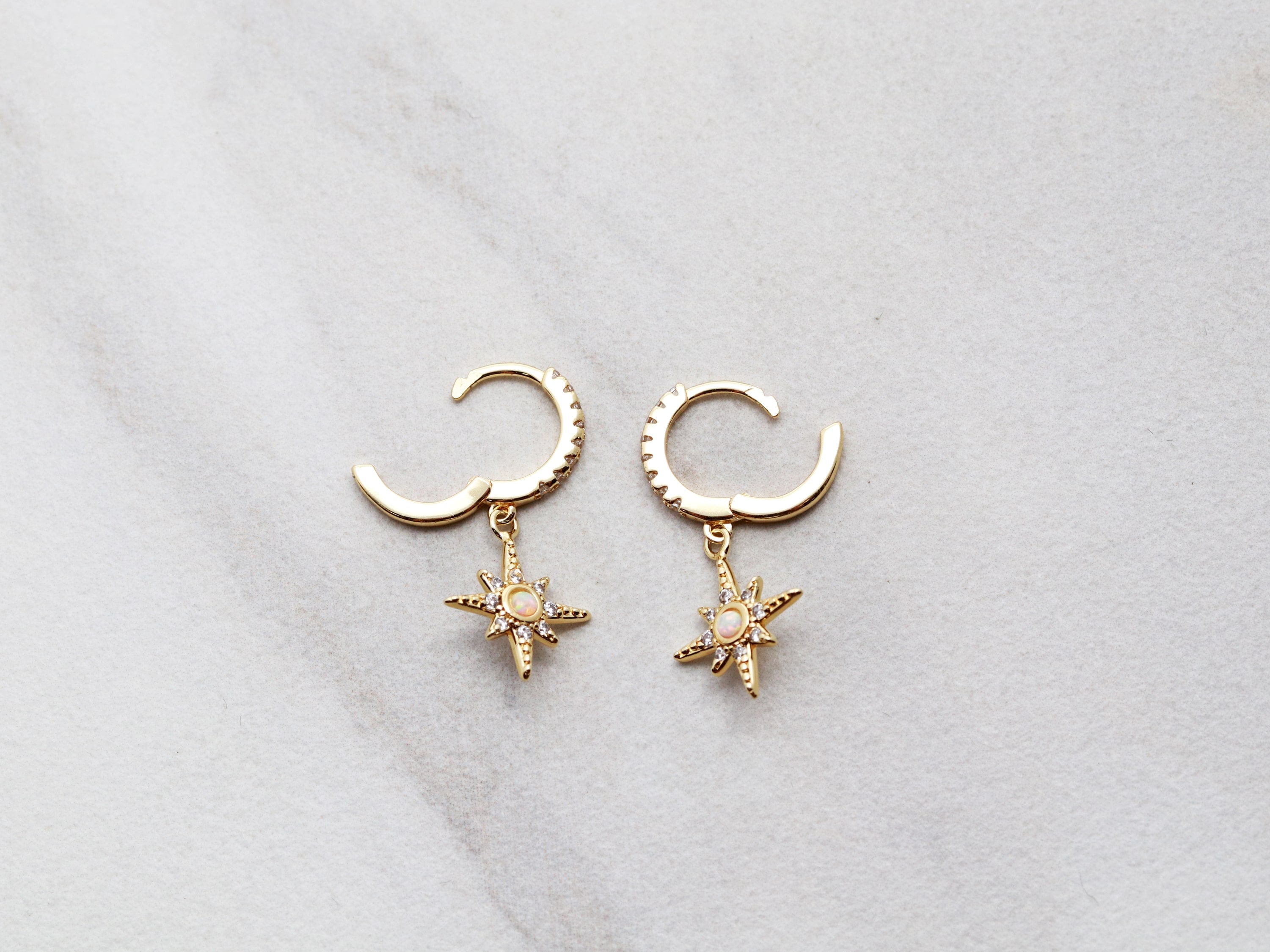 Starburst Hoop Earrings with clasp backs from Tom Design Shop.